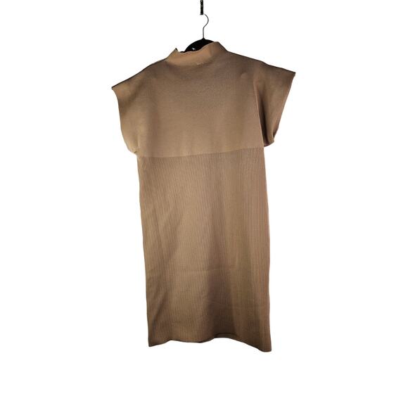 NEW By Anthropologie 1X Mock-Neck Mini Dress Camel Minimalist Sweater Classic - Picture 5 of 6